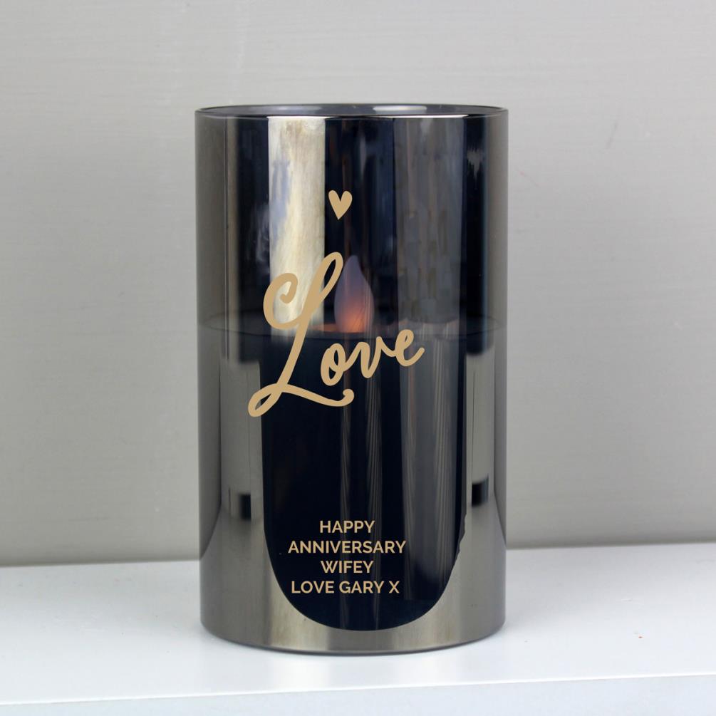 Personalised Love Smoked Glass LED Candle Extra Image 2